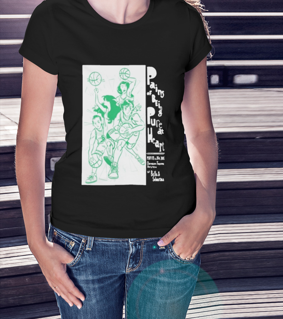 Pains Of Being Pure At Heart Boston May 19 Paradise Touring Company With Helki Silkscreen Basketball T-Shirt
