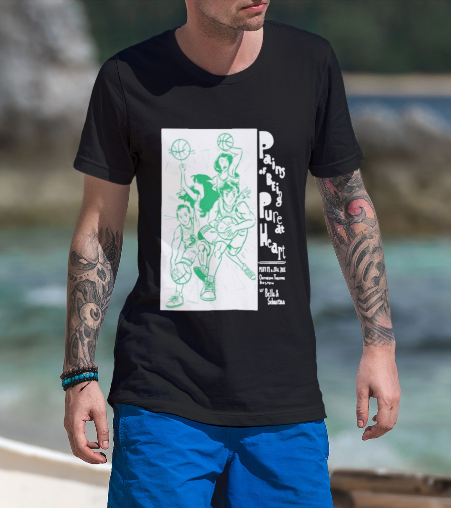 Pains Of Being Pure At Heart Boston May 19 Paradise Touring Company With Helki Silkscreen Basketball T-Shirt