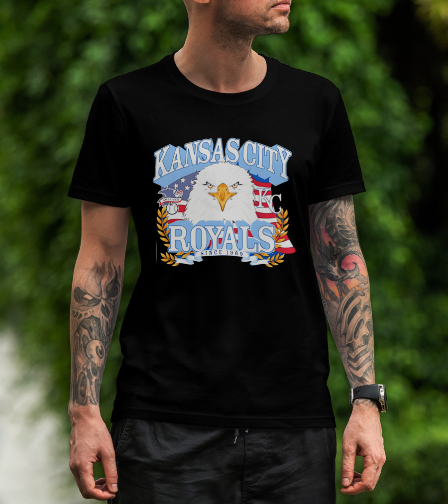 Kansas City Royals Eagle With American Flag Patriotic KC T-Shirt