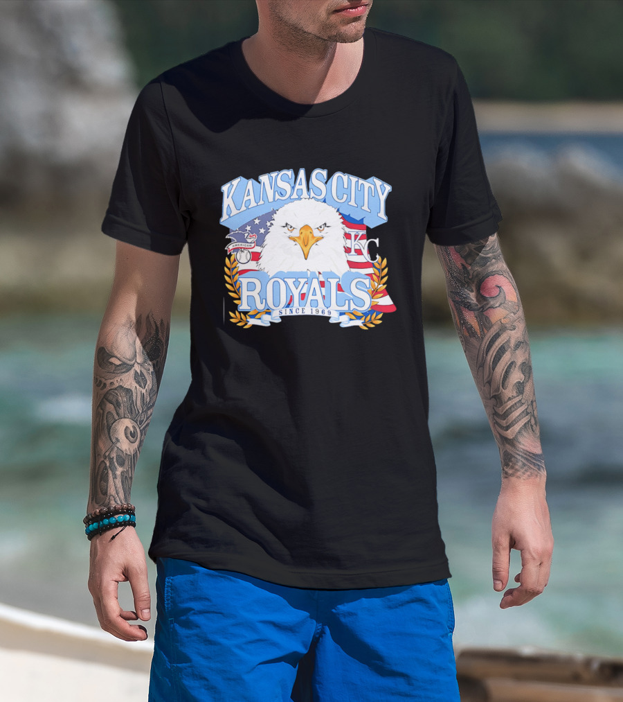 Kansas City Royals Eagle With American Flag Patriotic KC T-Shirt