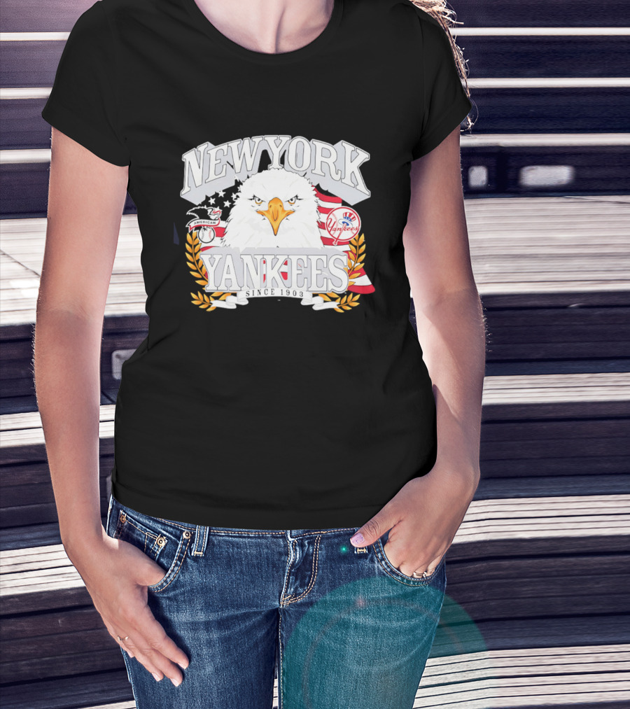 New York Yankees Americana Eagle Celebrating USA Flag With Baseball T-Shirt