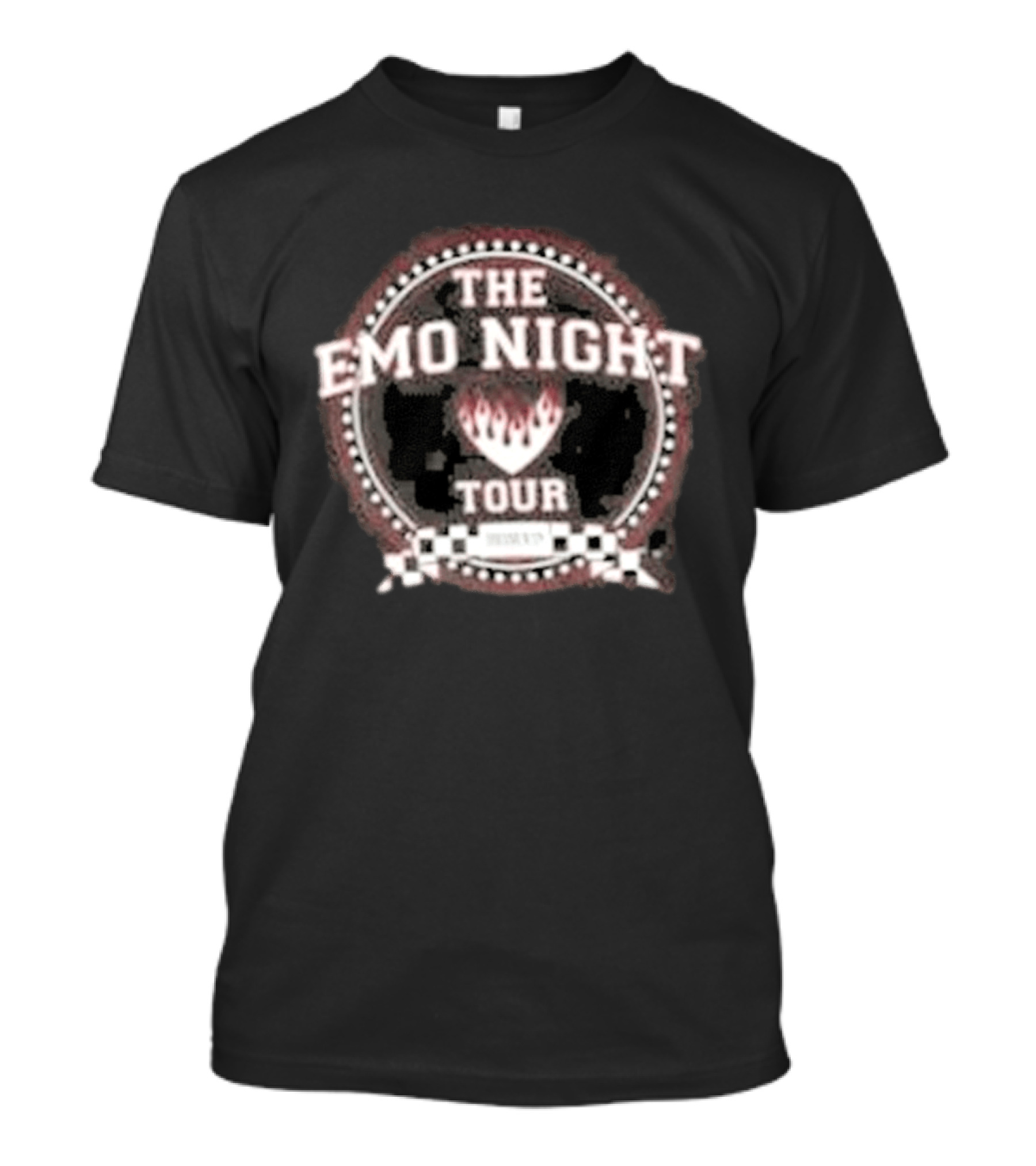 The Emo Night Tour Fraternity Fire Heart Checkered Circle T-Shirt
