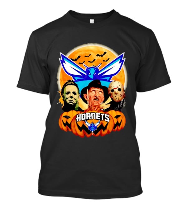 Halloween Horror Characters Freddy Jason Michael Myers Charlotte Hornets T-Shirt