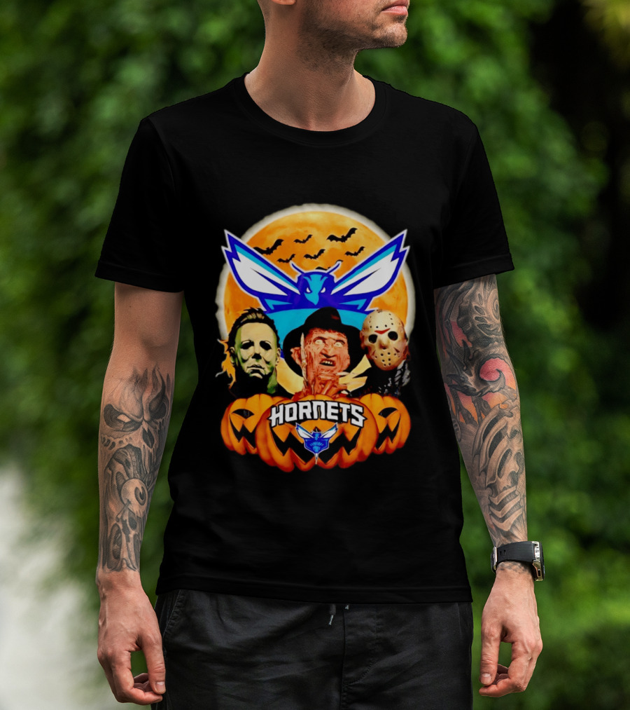 Halloween Horror Characters Freddy Jason Michael Myers Charlotte Hornets T-Shirt