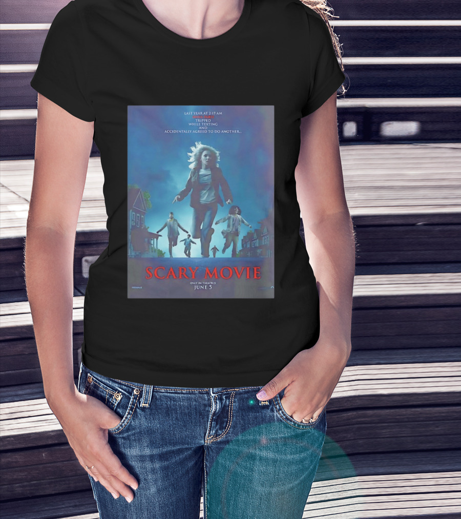 Scary Movie Tripped While Texting Last Year At 2:17 AM T-Shirt