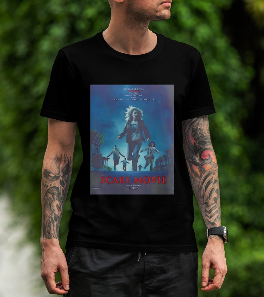 Scary Movie Tripped While Texting Last Year At 2:17 AM T-Shirt