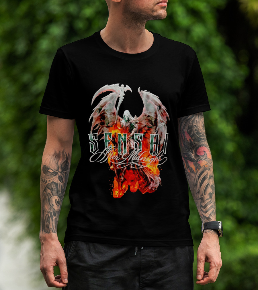 Senshi After Midnight Flaming Grim Reaper Wings T-Shirt