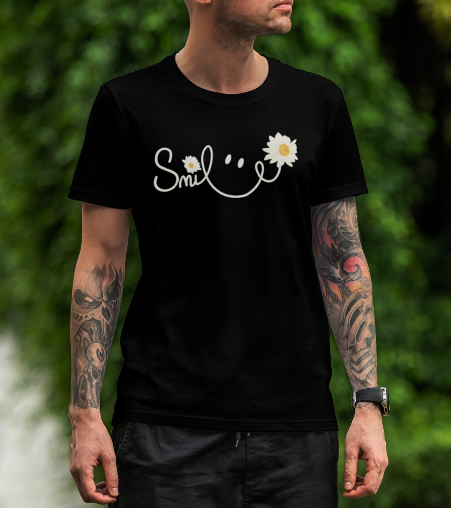 Smile Daisy Flower Icon With Happy Face T-Shirt