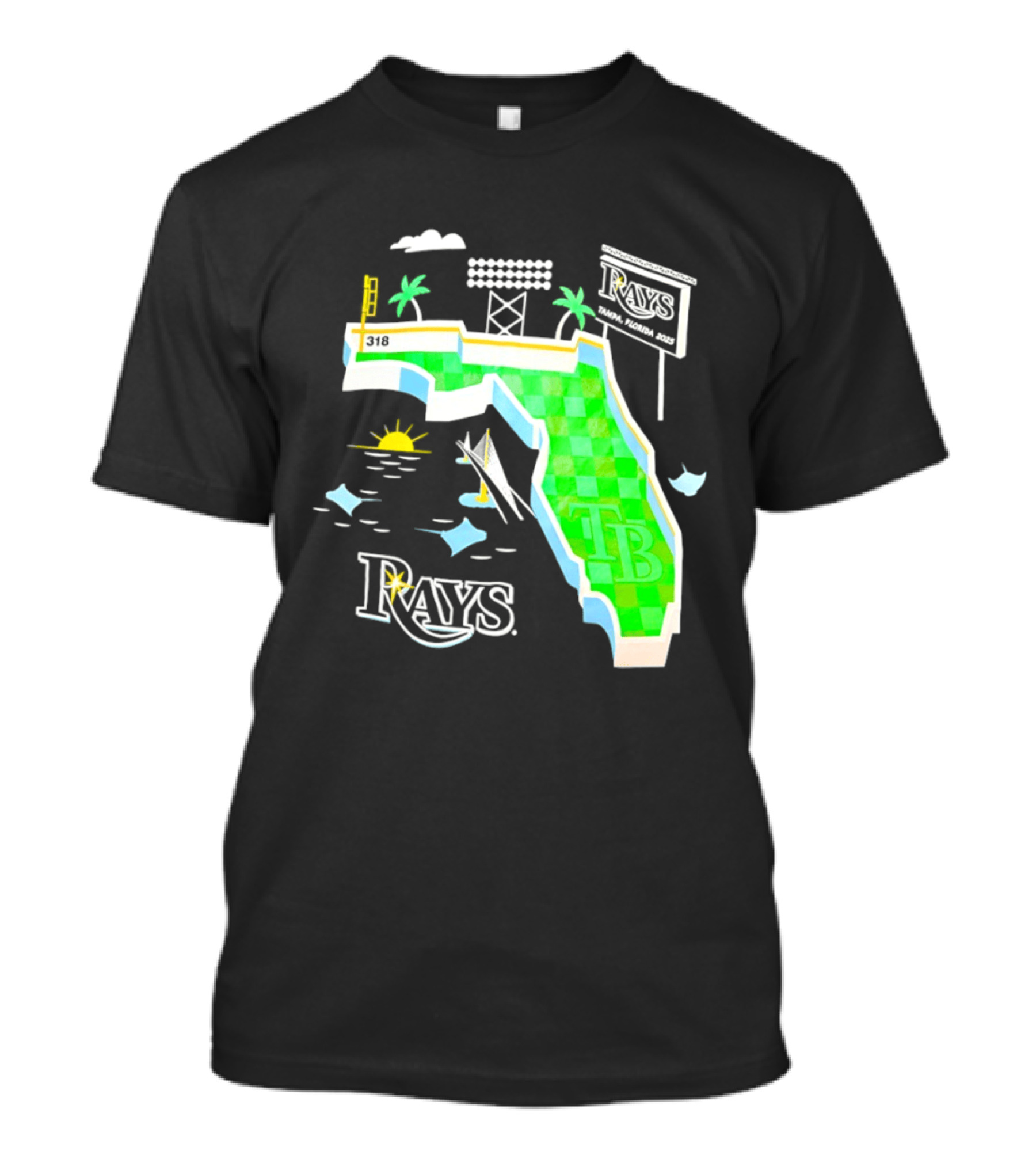 Tampa Bay Rays Florida Map TB Stadium Palms And Sunshine T-Shirt