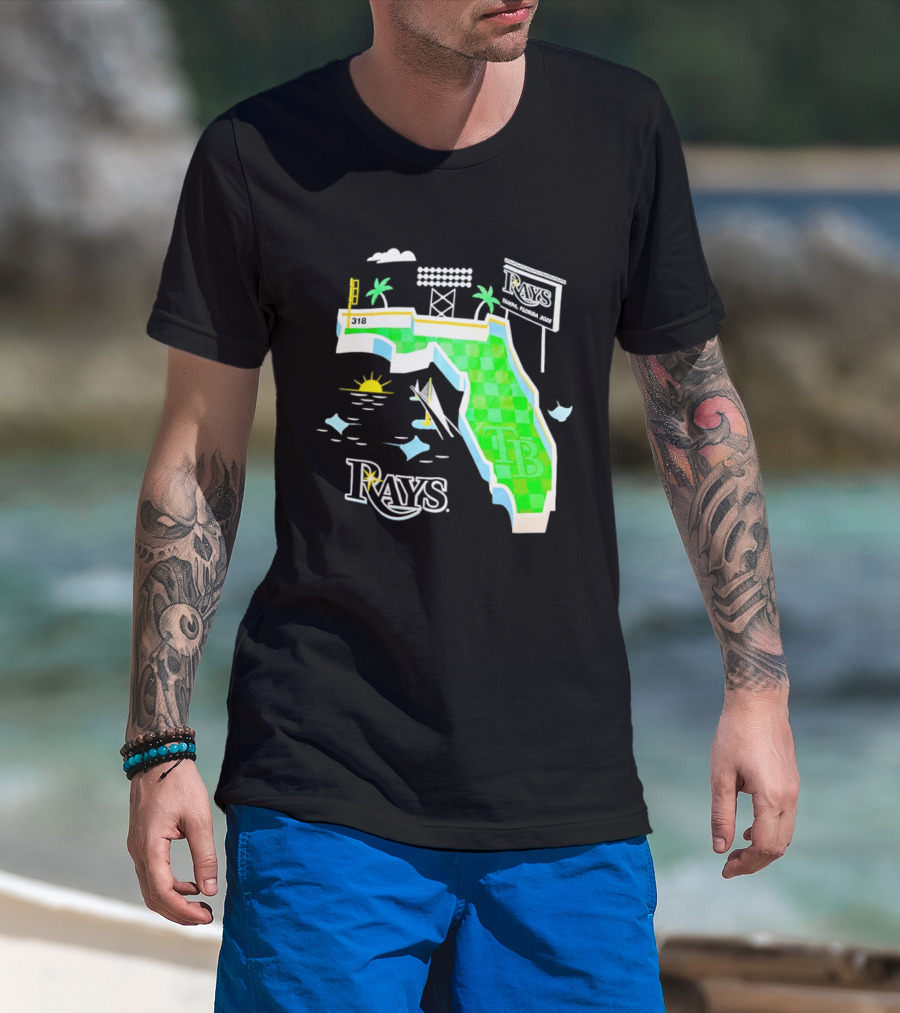 Tampa Bay Rays Florida Map TB Stadium Palms And Sunshine T-Shirt