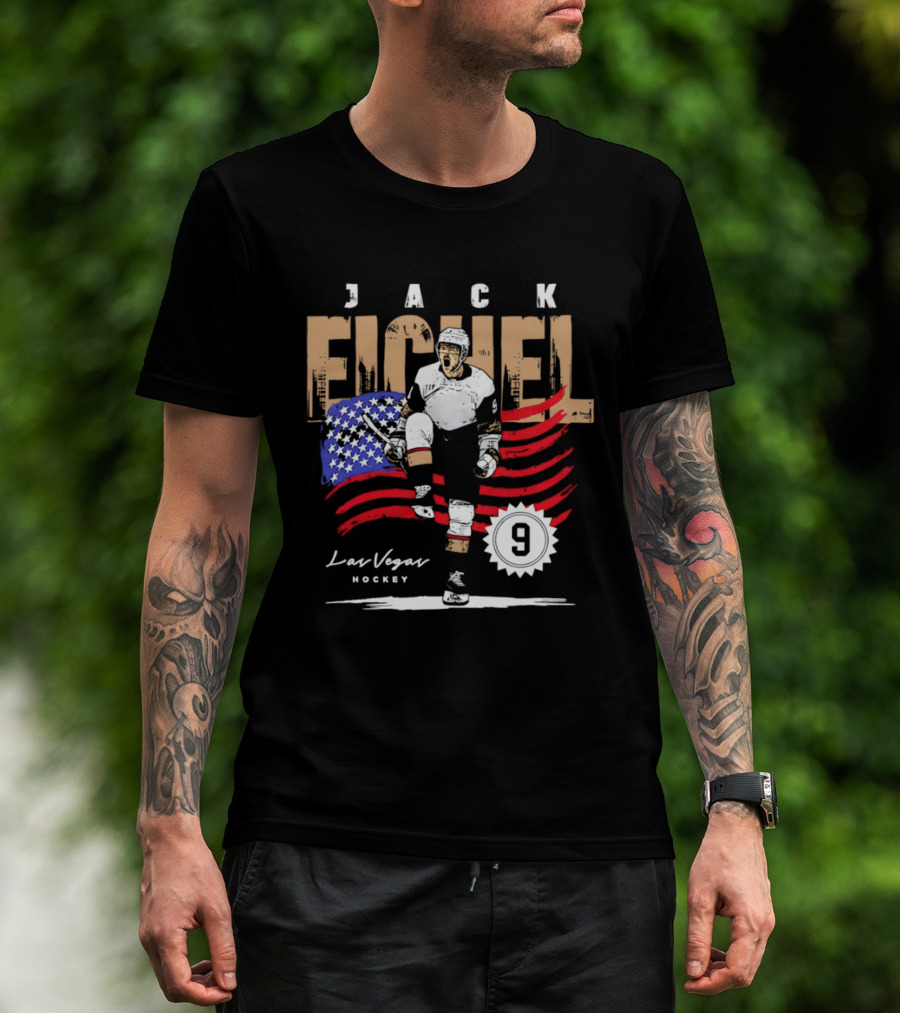 Jack Eichel 9 USA Flag Las Vegas Hockey 2026 T-Shirt