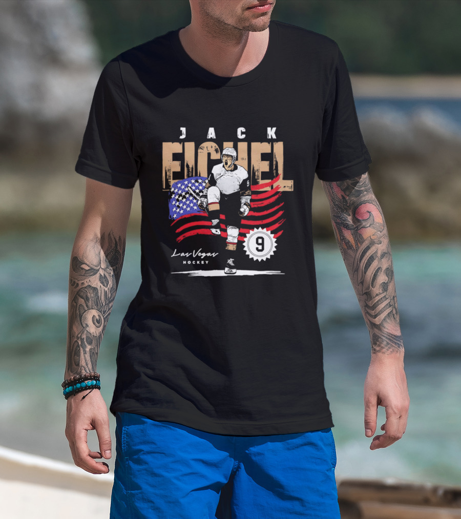 Jack Eichel 9 USA Flag Las Vegas Hockey 2026 T-Shirt