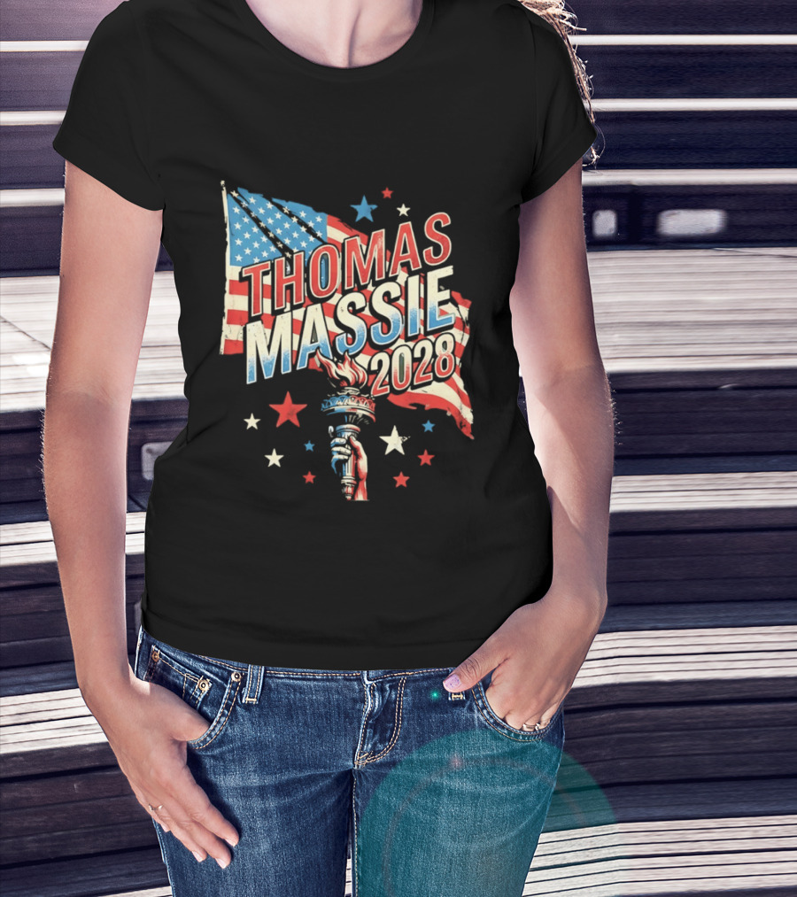 Thomas Massie 2028 American Flag Liberty Torch Stars T-Shirt
