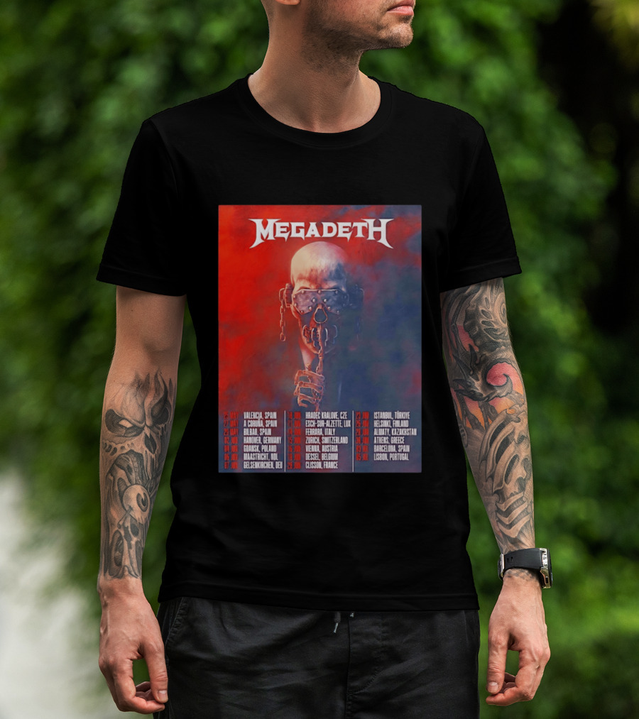 Megadeth 2026 Farewell Tour Europe Dates And Venues T-Shirt