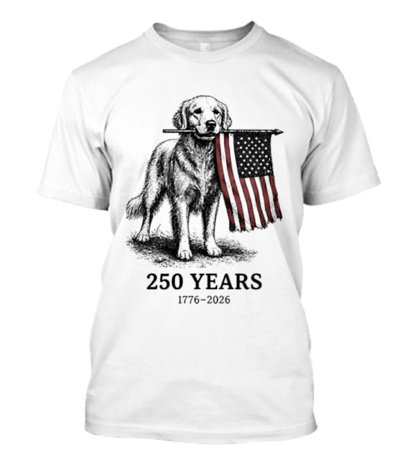 Golden Retriever American Flag 250 Years 1776 2026 T-Shirt