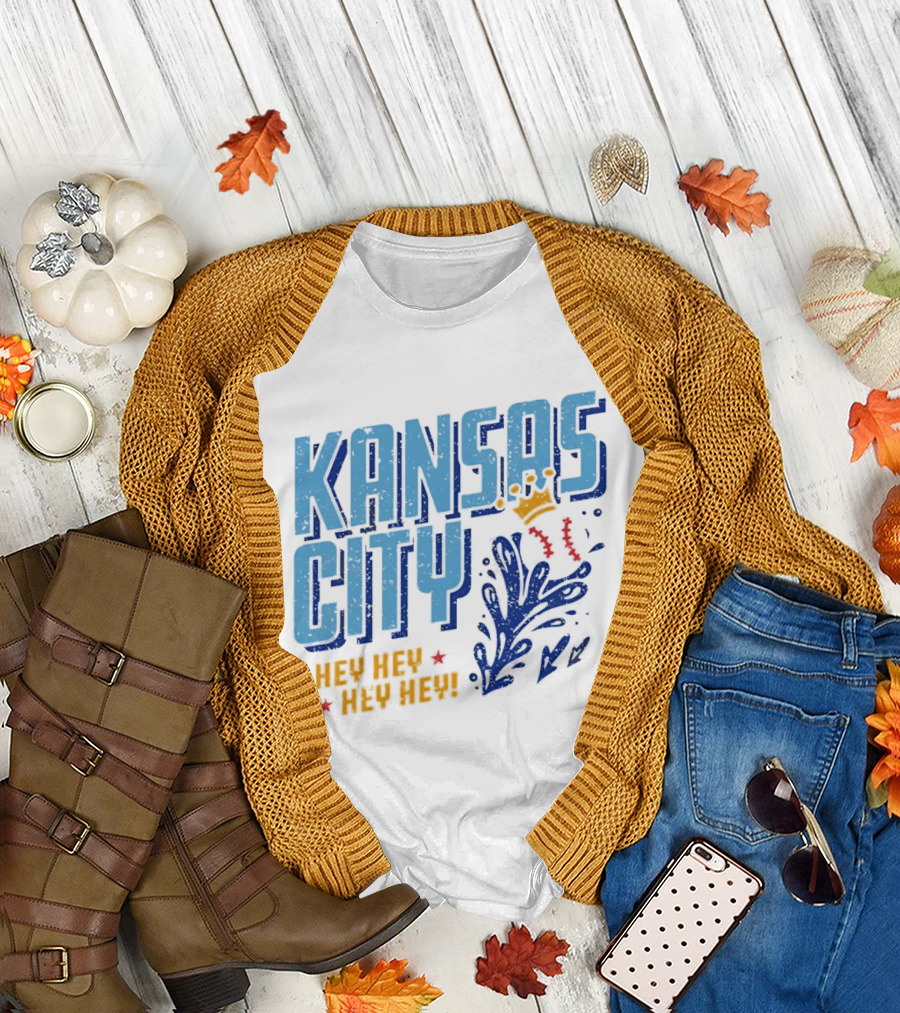 Kansas City Royals Hey Hey Hey Major League Baseball Kauffman Stadium T-Shirt