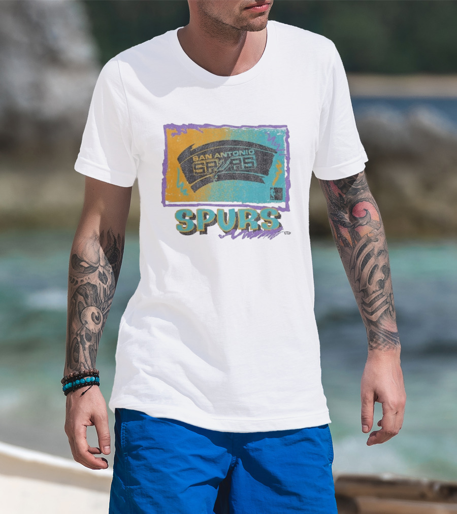 San Antonio Spurs White Surf Foundation Retro Colorful NBA T-Shirt