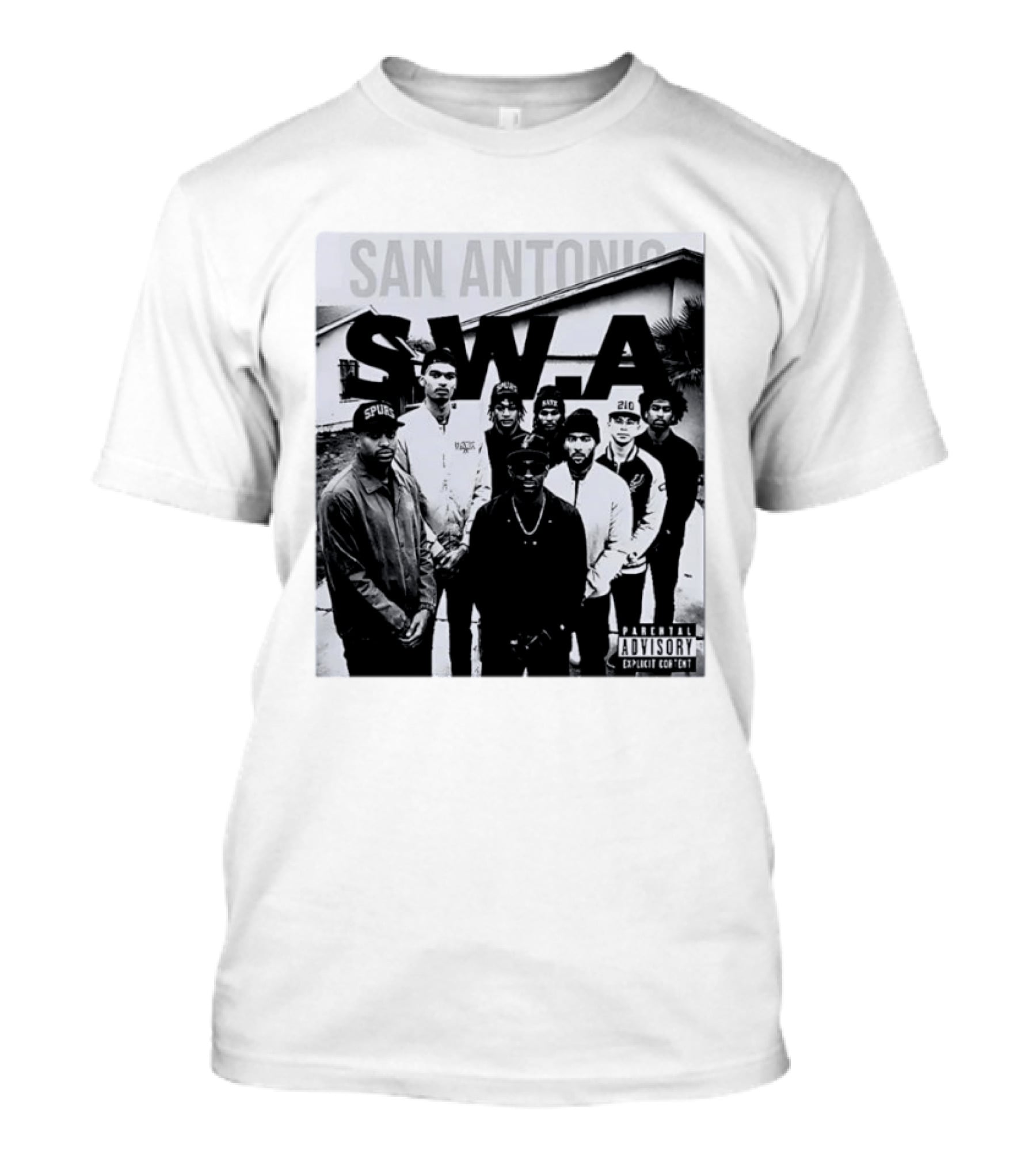 San Antonio Swa Paradvisory Explicit Content 210 Spurs Black And White Group T-Shirt