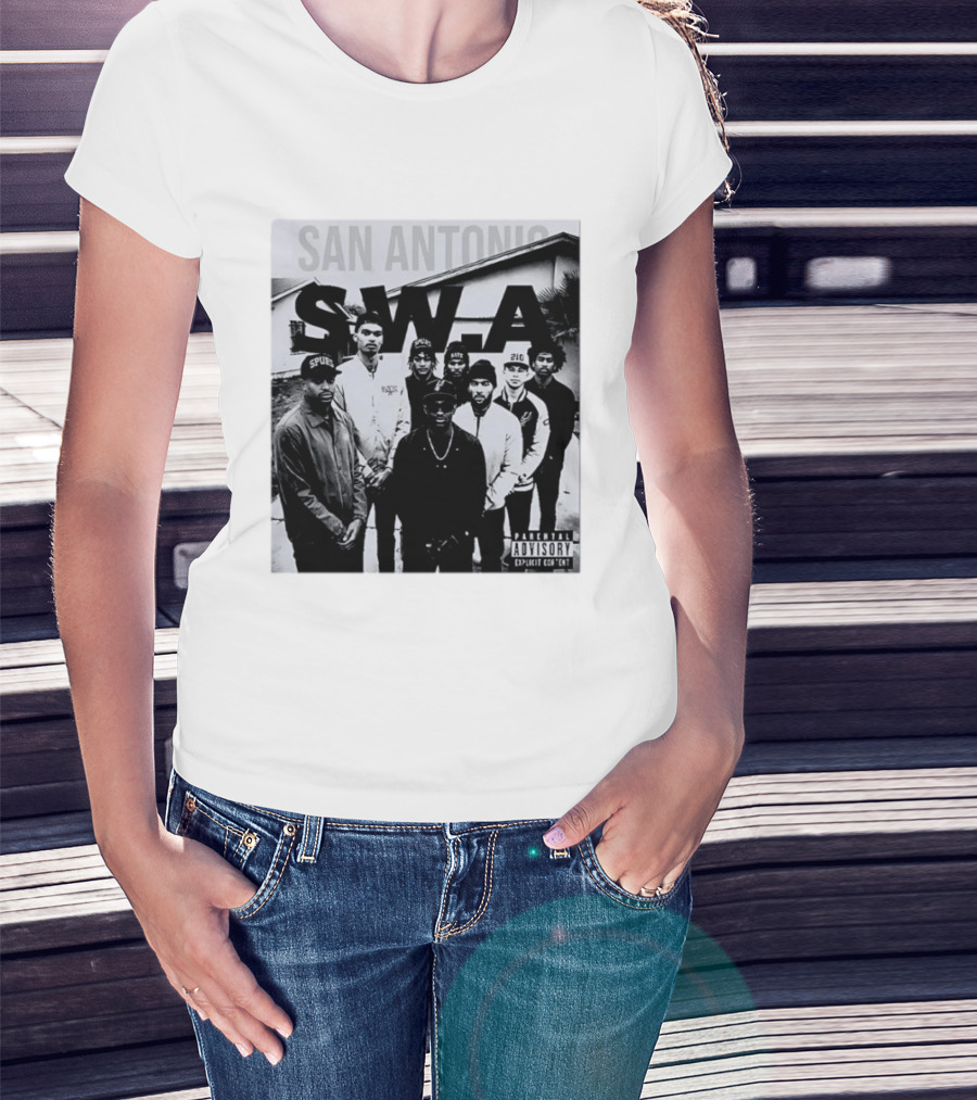 San Antonio Swa Paradvisory Explicit Content 210 Spurs Black And White Group T-Shirt