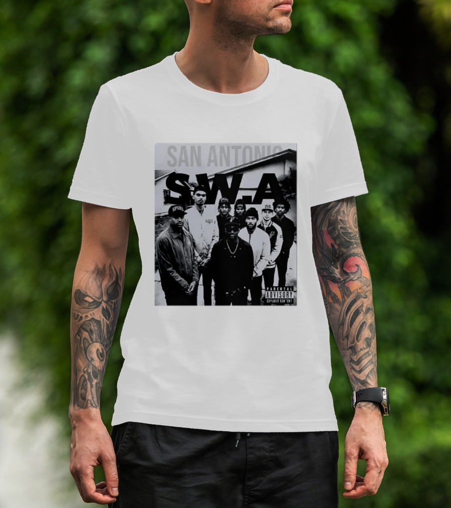 San Antonio Swa Paradvisory Explicit Content 210 Spurs Black And White Group T-Shirt