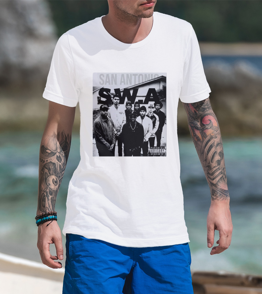 San Antonio Swa Paradvisory Explicit Content 210 Spurs Black And White Group T-Shirt