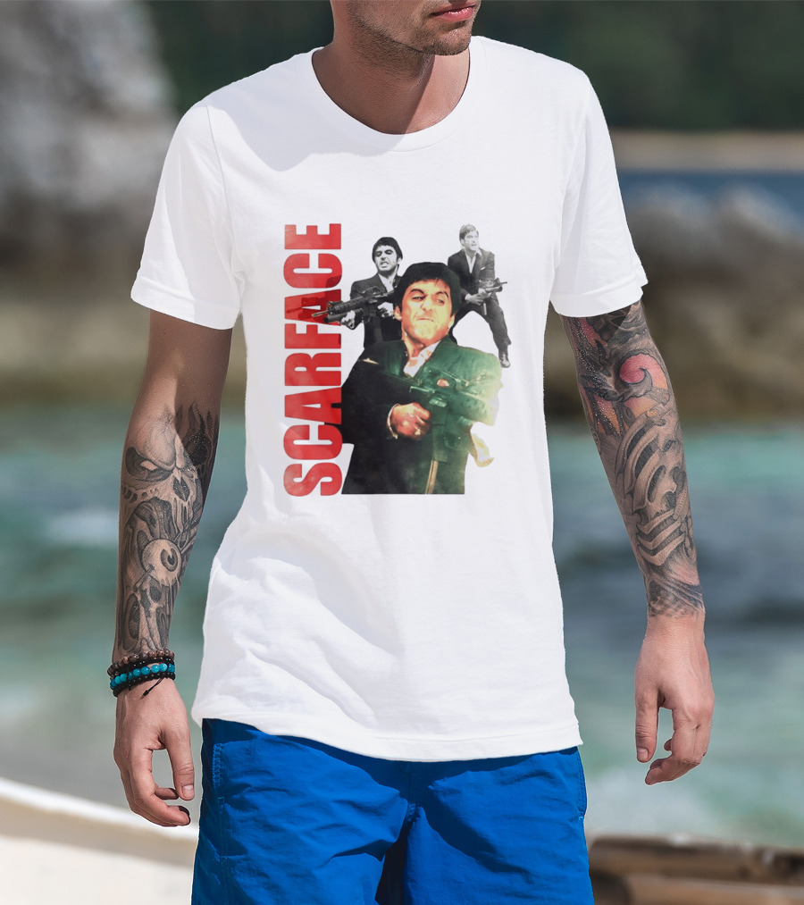 Scarface Tony Montana Al Pacino 1983 Miami Iconic Movie Moment T-Shirt