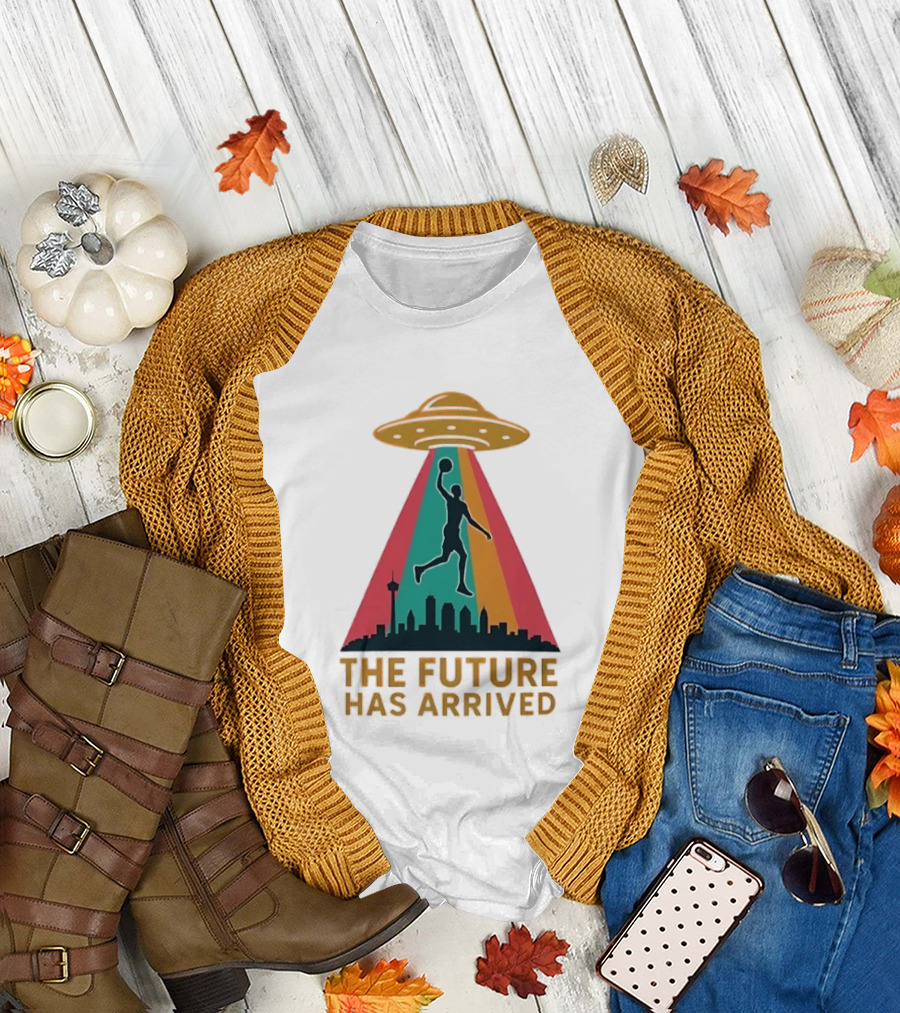 Victor Wembanyama San Antonio Spurs NBA The Future Has Arrived UFO Skyline T-Shirt
