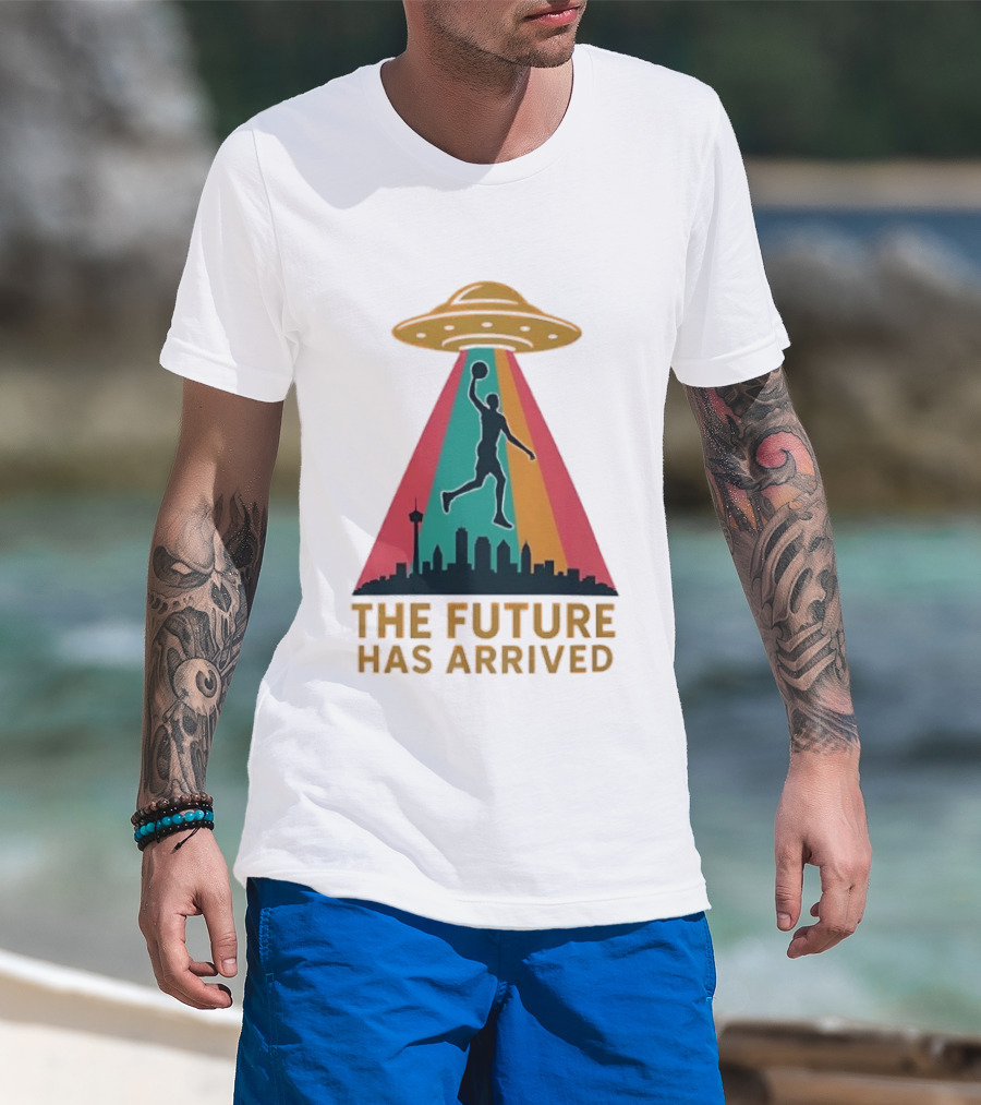Victor Wembanyama San Antonio Spurs NBA The Future Has Arrived UFO Skyline T-Shirt