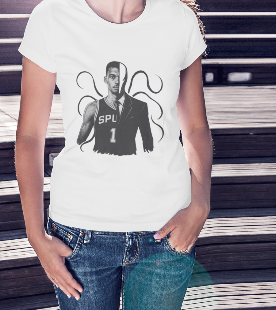 Victor Wembanyama Spurs Slenderman Crossover Alien T-Shirt