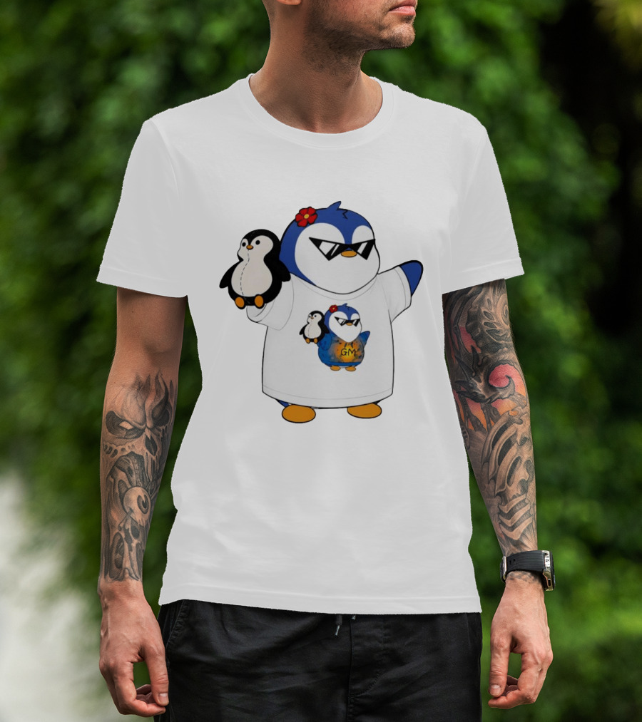 GM Penguin Sunglasses Flower Holding Plush Smaller GM Penguin T-Shirt