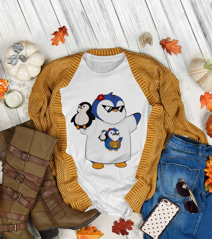 GM Penguin Sunglasses Flower Holding Plush Smaller GM Penguin T-Shirt