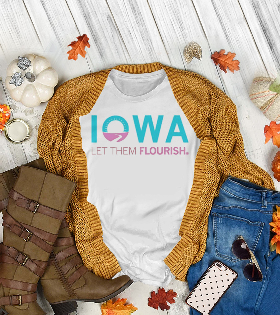 Iowa Let Them Flourish Pink Blue Circular Arrow T-Shirt
