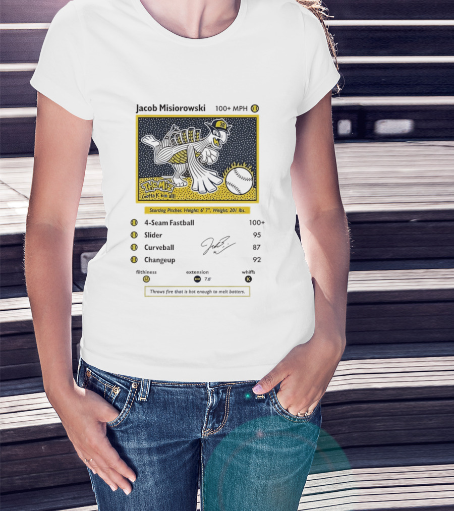 Jacob Misiorowski Milwaukee Brewers The Miz 100+ MPH Fastball Card T-Shirt