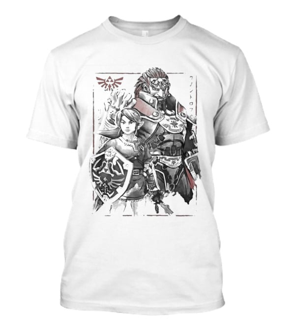 Legend Of Zelda Link Ganondorf Japanese Sumi Art Hyrule Crest T-Shirt