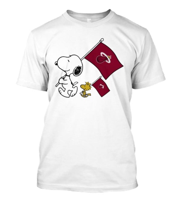 Miami Heat Snoopy Woodstock Miami Heat Flags T-Shirt
