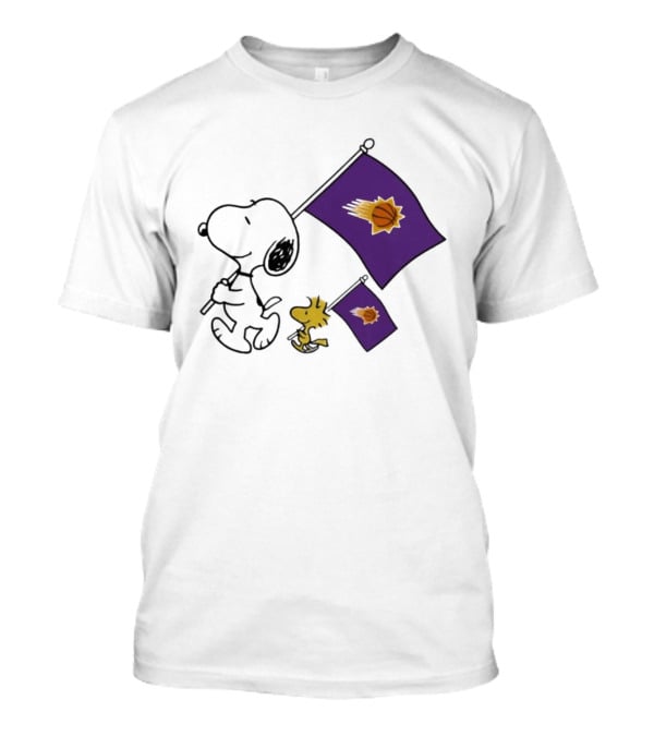 Phoenix Suns Snoopy Woodstock Holding Basketball Flag T-Shirt