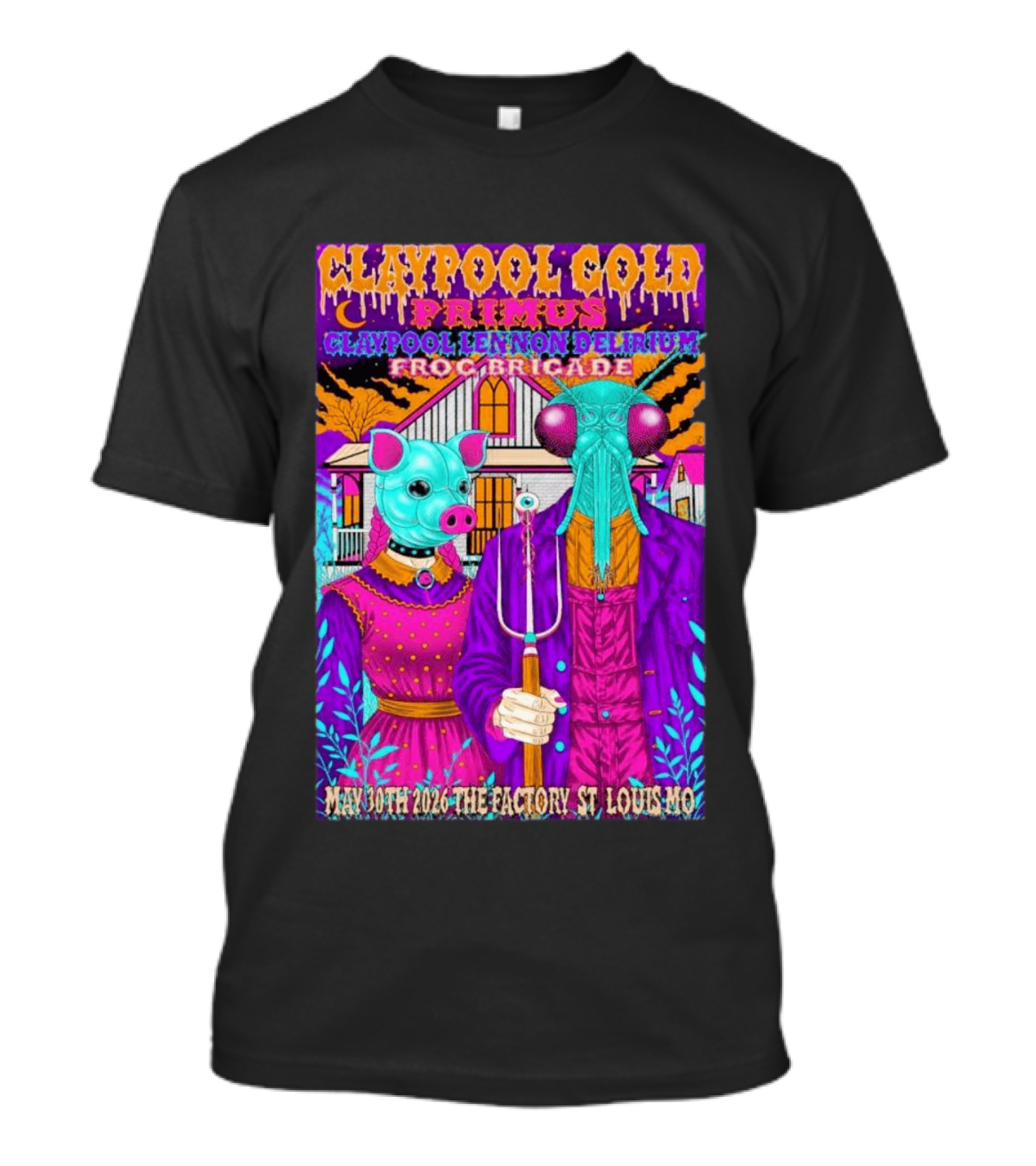 Claypool Gold Primus Lennon Delirium Frog Brigade Concert May 30th 2026 St Louis Mo T-Shirt