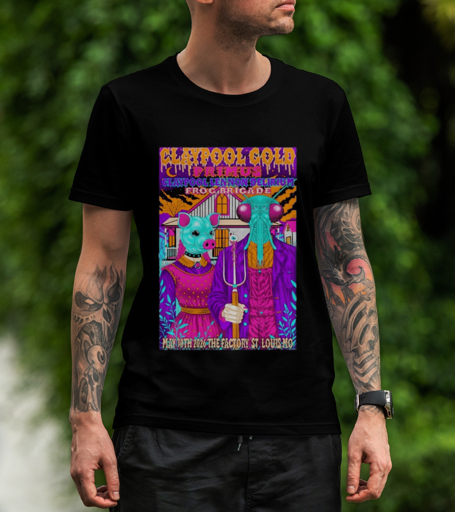 Claypool Gold Primus Lennon Delirium Frog Brigade Concert May 30th 2026 St Louis Mo T-Shirt