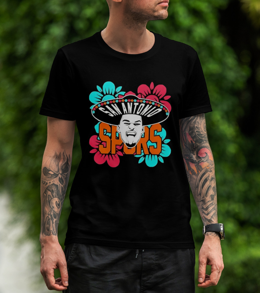 San Antonio Spurs Dejounte Murray Floral Sombrero T-Shirt