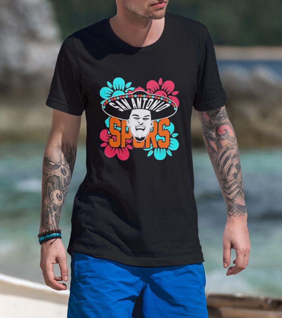 San Antonio Spurs Dejounte Murray Floral Sombrero T-Shirt