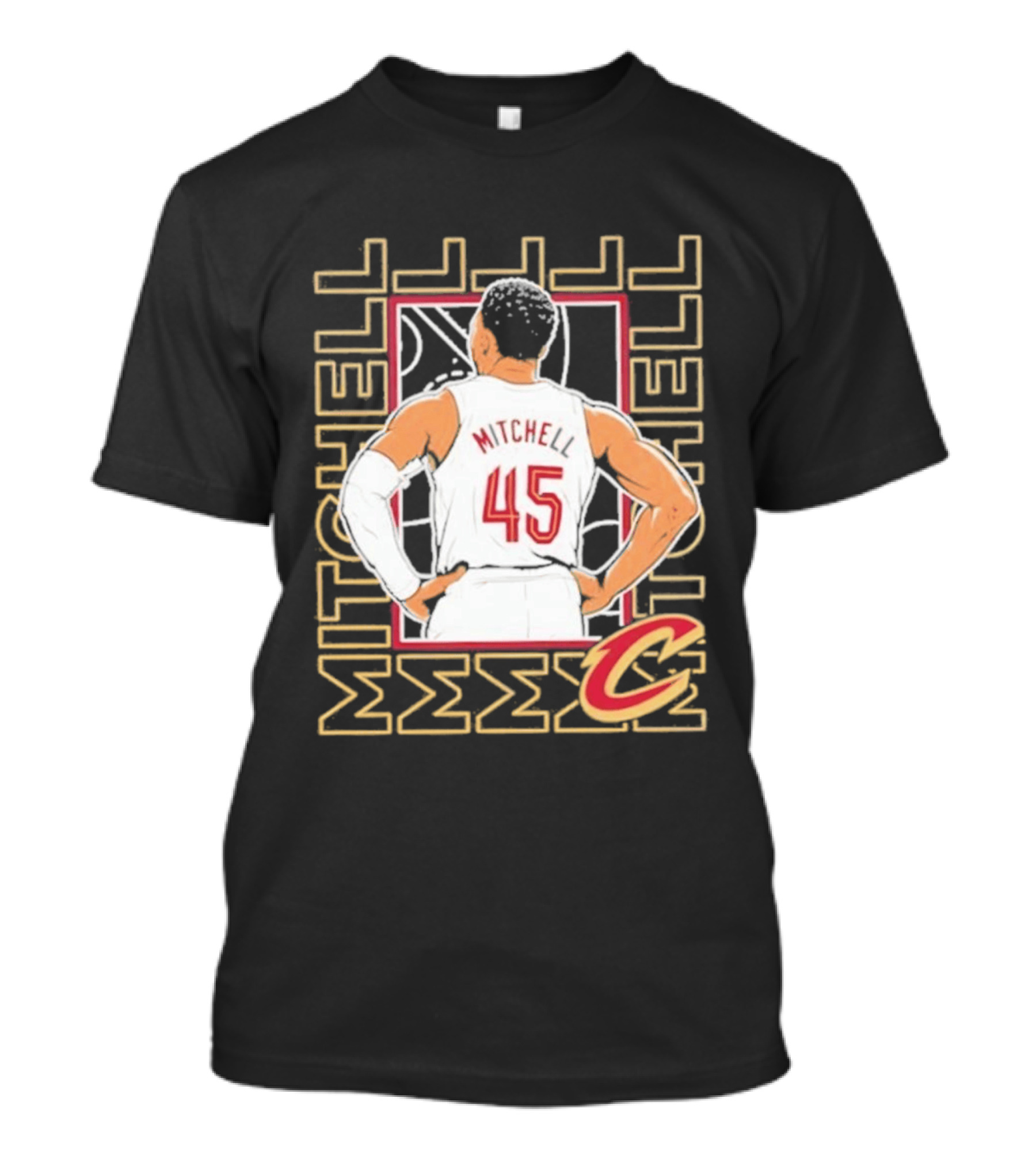 Cleveland Cavaliers Mitchell 45 Basketball Star Pose T-Shirt
