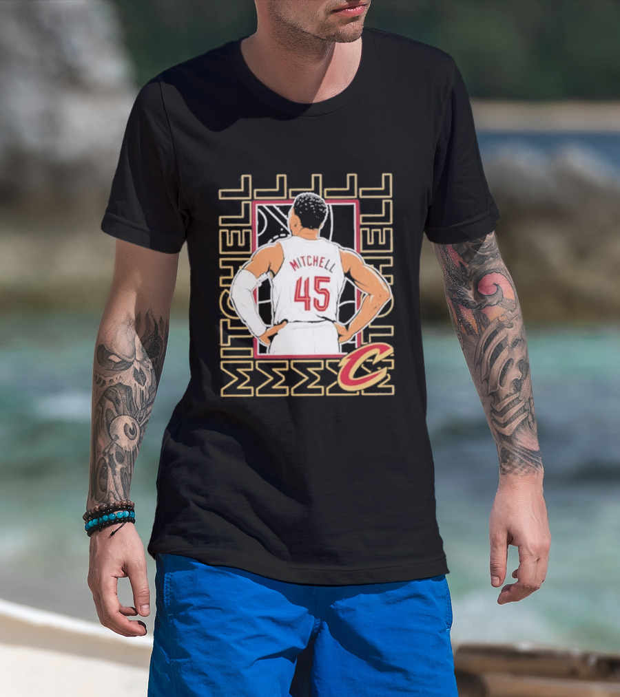 Cleveland Cavaliers Mitchell 45 Basketball Star Pose T-Shirt