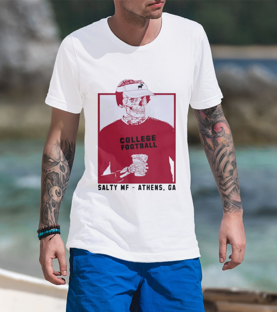 Skeleton College Football Athens Georgia Salty MF Gameday T-Shirt