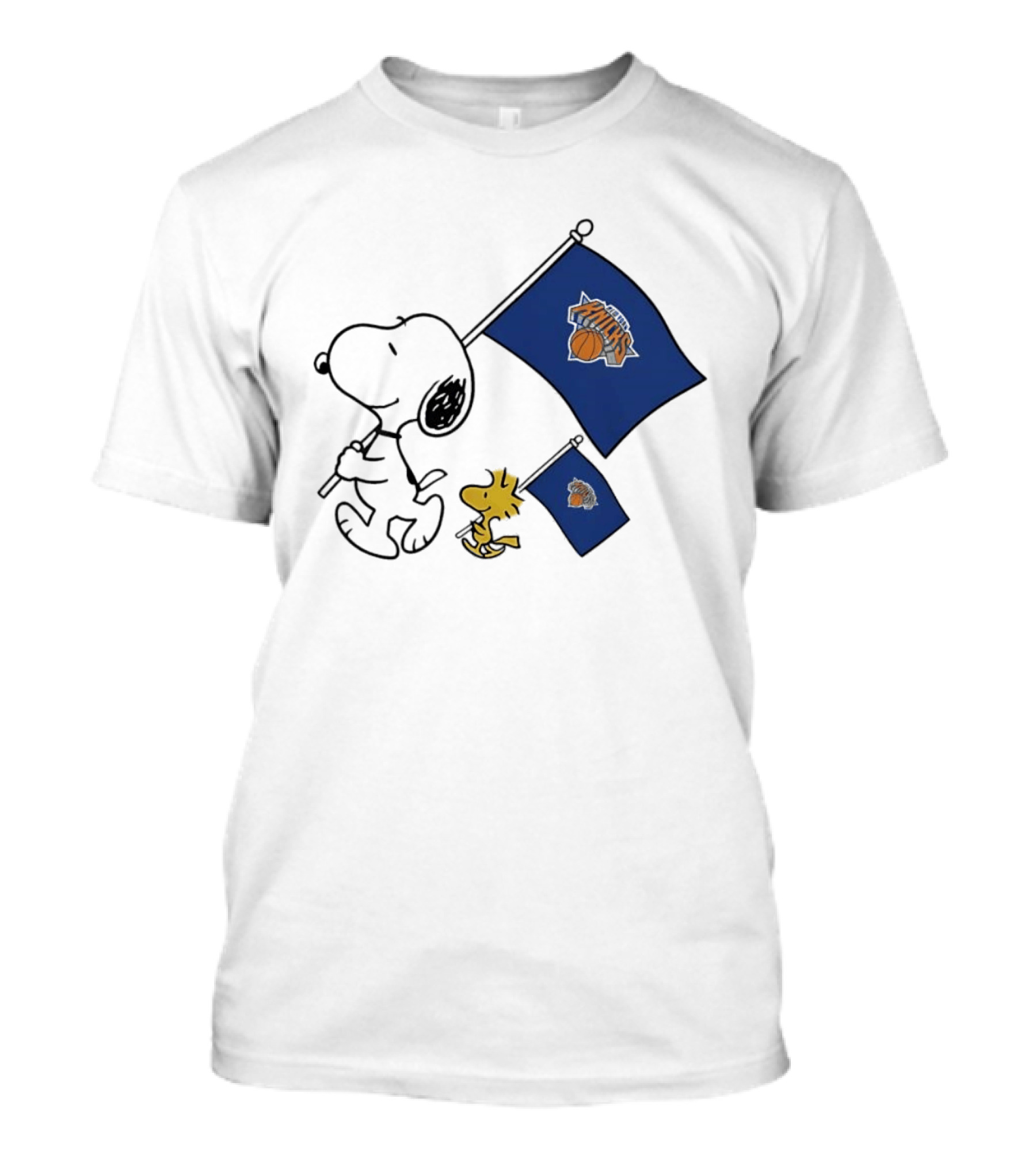 Snoopy Woodstock New York Knicks Flags Cheer T-Shirt