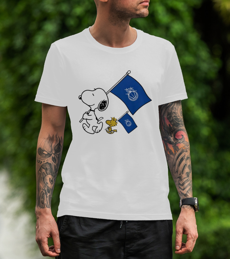 Snoopy And Woodstock Orlando Magic Team Flags Support T-Shirt