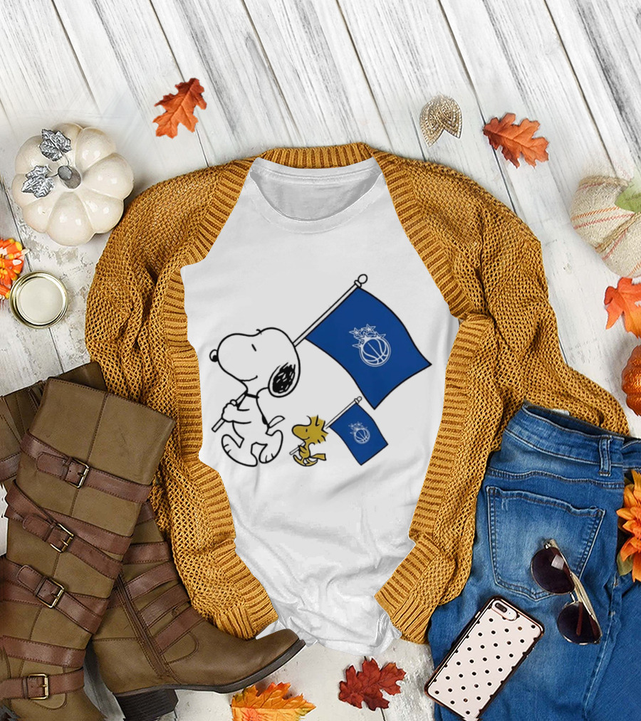 Snoopy and Woodstock Orlando Magic Team Flags Support T-Shirt