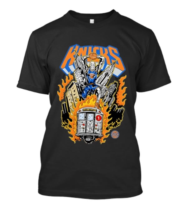 New York Knicks NBA Empire State Building Chrysler Building New York City Subway Basketball T-Shirt