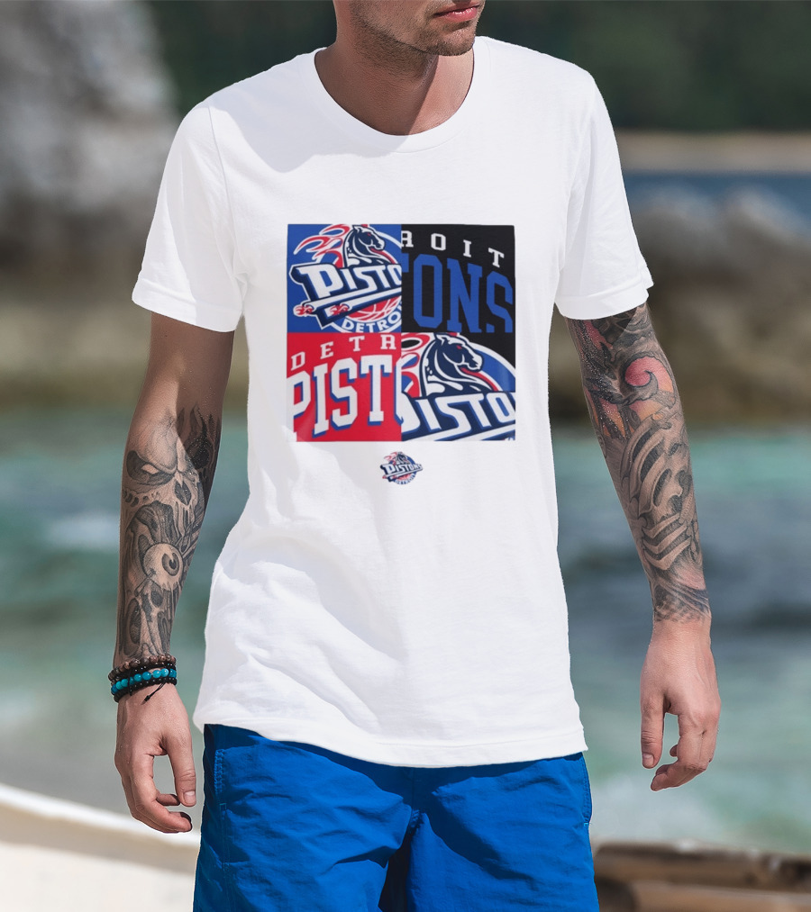Detroit Pistons New Era Block PISTONS DETROIT Basketball T-Shirt