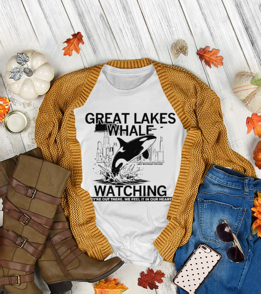 Great Lakes Whale ing Lake Michigan Chicago Orca They're Out There T-Shirt