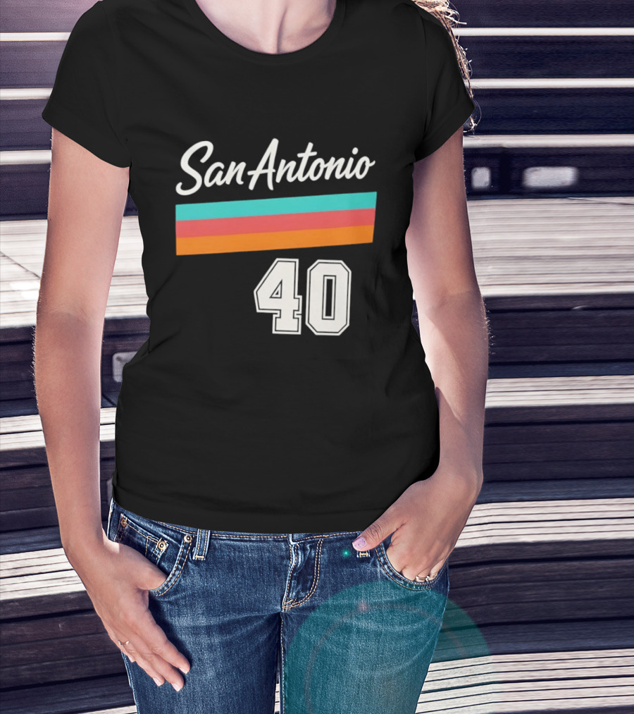 San Antonio Spurs NBA San Antonio 40 Retro Stripes T-Shirt